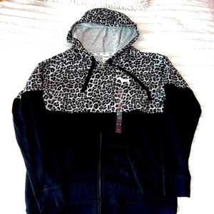 PINK Animal Print Zip Up Hoodie